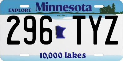 MN license plate 296TYZ