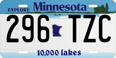 MN license plate 296TZC
