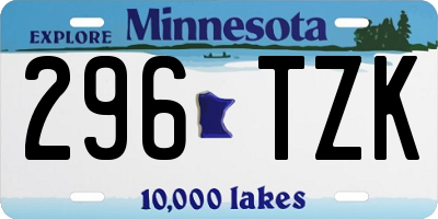 MN license plate 296TZK