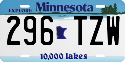 MN license plate 296TZW