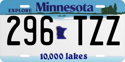 MN license plate 296TZZ