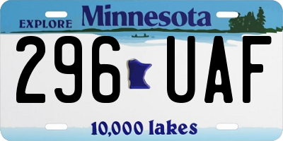 MN license plate 296UAF