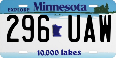 MN license plate 296UAW