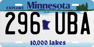 MN license plate 296UBA