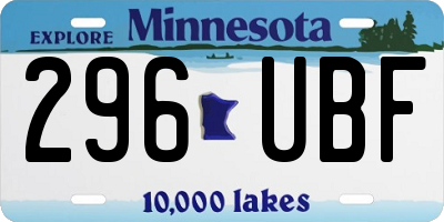 MN license plate 296UBF
