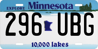 MN license plate 296UBG