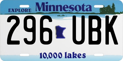 MN license plate 296UBK