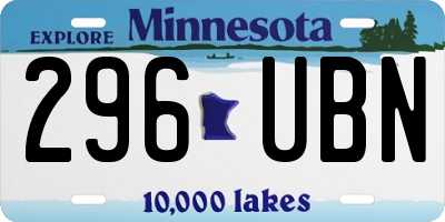 MN license plate 296UBN