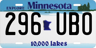 MN license plate 296UBO