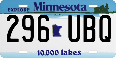 MN license plate 296UBQ
