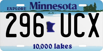 MN license plate 296UCX