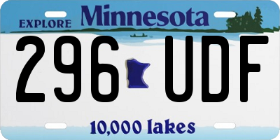 MN license plate 296UDF