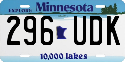 MN license plate 296UDK