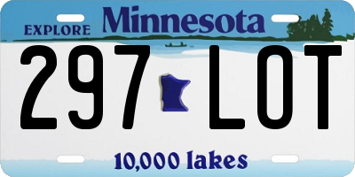 MN license plate 297LOT