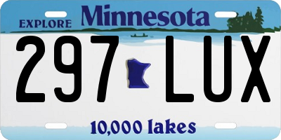 MN license plate 297LUX