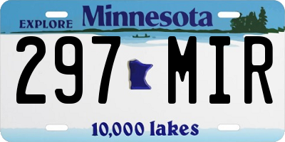 MN license plate 297MIR