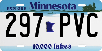 MN license plate 297PVC