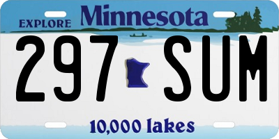MN license plate 297SUM