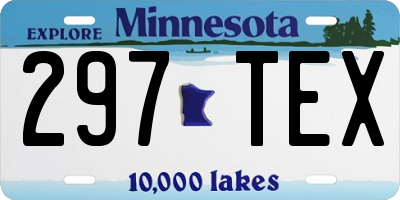 MN license plate 297TEX