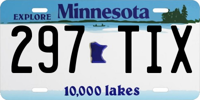 MN license plate 297TIX