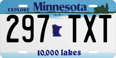 MN license plate 297TXT