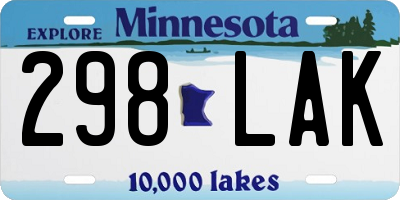 MN license plate 298LAK