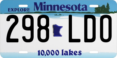 MN license plate 298LDO