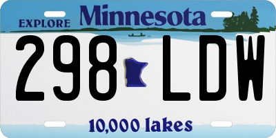 MN license plate 298LDW