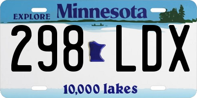 MN license plate 298LDX