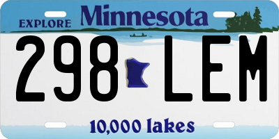 MN license plate 298LEM