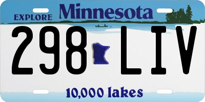 MN license plate 298LIV