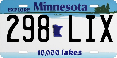 MN license plate 298LIX
