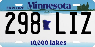 MN license plate 298LIZ