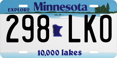 MN license plate 298LKO