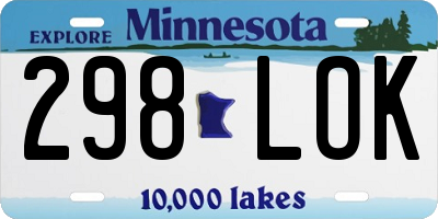 MN license plate 298LOK
