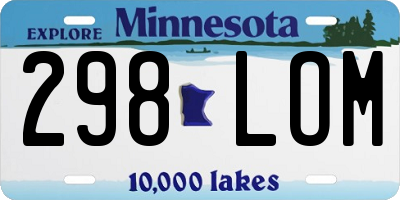 MN license plate 298LOM
