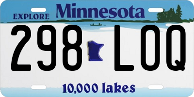 MN license plate 298LOQ