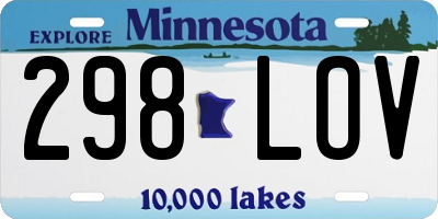 MN license plate 298LOV