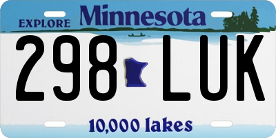 MN license plate 298LUK