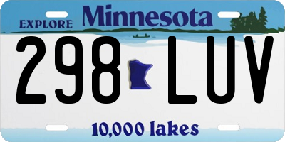 MN license plate 298LUV