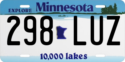 MN license plate 298LUZ