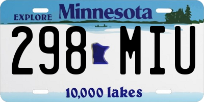 MN license plate 298MIU