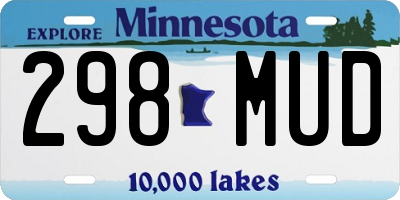 MN license plate 298MUD