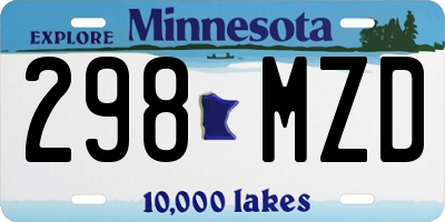 MN license plate 298MZD