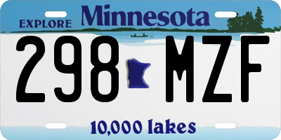 MN license plate 298MZF