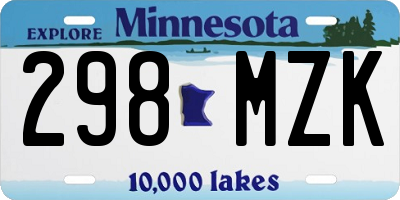 MN license plate 298MZK