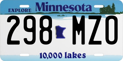 MN license plate 298MZO