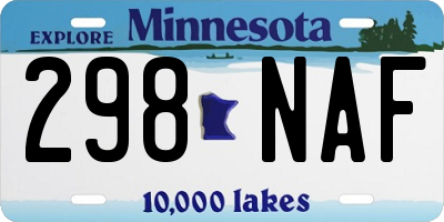 MN license plate 298NAF