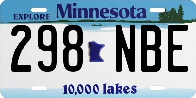 MN license plate 298NBE