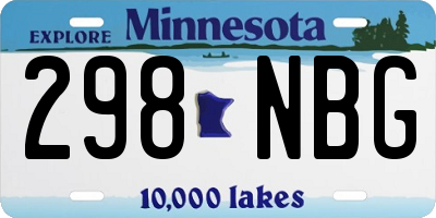 MN license plate 298NBG